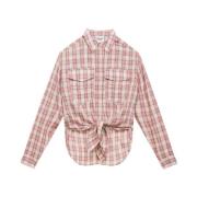 Geruite Katoenen Knoopshirt Isabel Marant Étoile , Pink , Dames