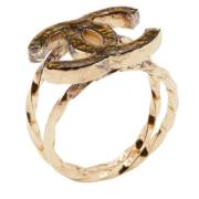 Pre-owned Fabric rings Chanel Vintage , Yellow , Dames