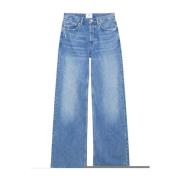 Blauwe Katoenen Wide Leg Jeans Anine Bing , Blue , Dames