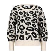 Leopardprint trui met brede manchet Red Button , White , Dames