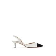 Leren Slingback Ballerina met Grosgrain Neus Aquazzura , White , Dames