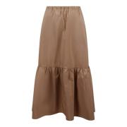 Gerimpelde Wijdvallende Midi Rok Patou , Beige , Dames