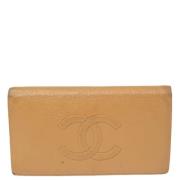 Pre-owned Leather wallets Chanel Vintage , Beige , Dames