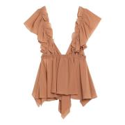 V-hals top in trendy stijl Chloé , Brown , Dames