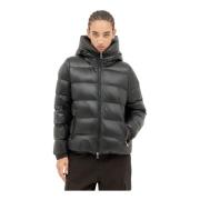 Glanzende Donsjack met Capuchon Moncler , Black , Dames