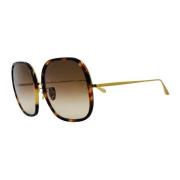 Oversized Marron Carey/Goud Zonnebril Linda Farrow , Brown , Dames