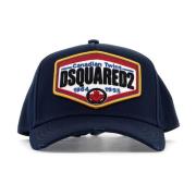 Vernietigde Logo Patch Baseball Cap Dsquared2 , Blue , Unisex