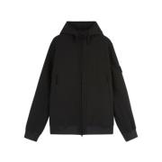 Zwarte Soft Shell Hoodie Jas Stone Island , Black , Heren