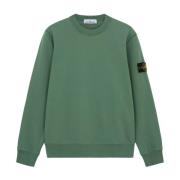 Katoenen Fleece Sweater met Ribdetails Stone Island , Green , Heren