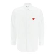 Hart Patch Unisex Shirt Comme des Garçons Play , White , Heren