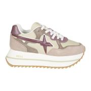 Platform Suede Nylon Sneakers W6Yz , Beige , Dames