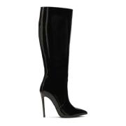 Elegante stiletto laarzen met hak van lakleer Kazar , Black , Dames