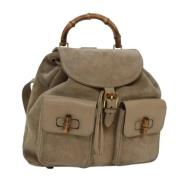 Pre-owned Suede backpacks Gucci Vintage , Beige , Dames