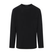 Zwart Lichtgewicht Wollen T-shirt Yohji Yamamoto , Black , Heren