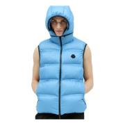 Dons Gilet met Logo Patch Moncler , Blue , Heren