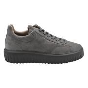 Suède Gestreepte Platte Schoenen Hogan , Gray , Heren