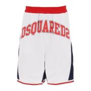 Kleur-blok sweatshorts met logo belettering Dsquared2 , Multicolor , H...