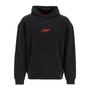 Geborduurde Logo Hoodie met Kangoeroezak Hugo Boss , Black , Heren