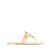 Beige Instap Sandalen met Logo Tory Burch , Beige , Dames