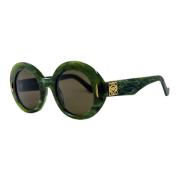 Vintage Ronde Zonnebril Groen Marmer Loewe , Green , Dames