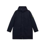 Navy Blauwe Lange Dons Parka Stone Island , Blue , Heren