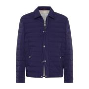 Gewatteerde Blauwe Jas met Spreidkraag Brunello Cucinelli , Blue , Her...