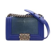 Pre-owned Leather chanel-bags Chanel Vintage , Blue , Dames