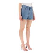 Denim shorts met strass en hartvormige klinknagels Rotate Birger Chris...