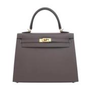 Pre-owned Leather handbags Hermès Vintage , Gray , Dames