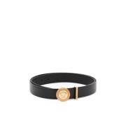 Medusa Biggie Leren Riem Versace , Black , Heren