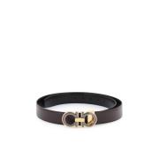 Omkeerbare Gancini Leren Riem Salvatore Ferragamo , Black , Heren