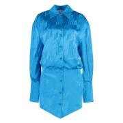 Klassieke Viscose Overhemdjurk The Attico , Blue , Dames