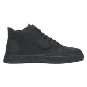 Heren Hoge Zwarte Sneakers gemaakt van Echt Italiaans Nubuck Estro , B...