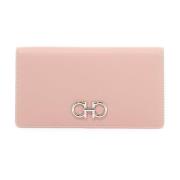 Gancini Leren Bifold Portemonnee Salvatore Ferragamo , Pink , Dames