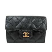 Pre-owned Leather wallets Chanel Vintage , Black , Dames