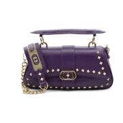 Stijlvolle leren handtas met iconische details La Carrie , Purple , Da...