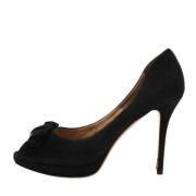 Pre-owned Suede heels Salvatore Ferragamo Pre-owned , Black , Dames