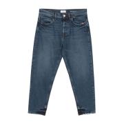 Blauwe Denim Jeans Straight Leg Amish , Blue , Heren