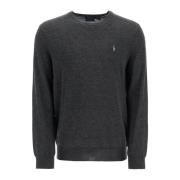 Geborduurde Crewneck Wollen Trui Polo Ralph Lauren , Gray , Heren