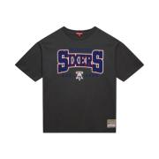 NBA Logo Boyfriend Tee Philadelphia 76ers Mitchell & Ness , Gray , Dam...