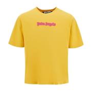 Geborduurd Logo Katoenen T-shirt Palm Angels , Yellow , Heren