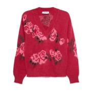 Rode bloemensweater met kraalversiering Blugirl , Red , Dames