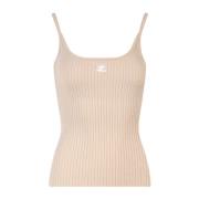 Geribbelde Mouwloze Top Courrèges , Beige , Dames