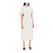 Satin Vlinder Mouw Midi Jurk Rotate Birger Christensen , White , Dames