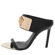 Pre-owned Leather sandals Versace Pre-owned , Black , Dames