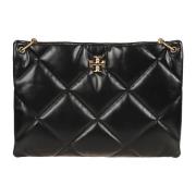 Zwarte Diamond Quilted Hobo Tas Tory Burch , Black , Dames