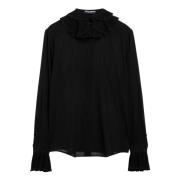 Lange Mouw Ronde Hals Shirt Dolce & Gabbana , Black , Dames