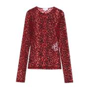 Rode Luipaardprint Trui Alexander McQueen , Red , Dames