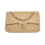 Pre-owned Leather handbags Chanel Vintage , Beige , Dames