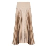 Beige Geplooide Wollen Rok D.Exterior , Beige , Dames